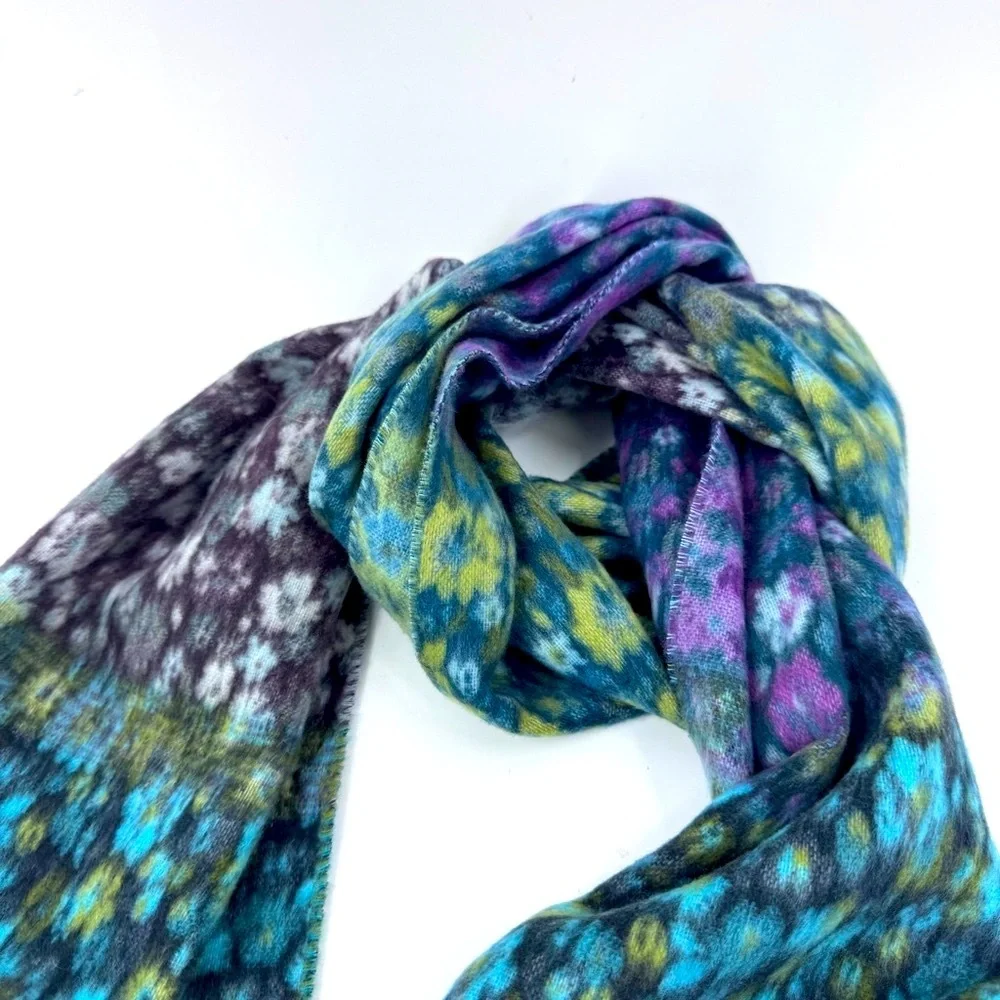 Fraas Blue and Gray Scarf with Fringe‎ Details